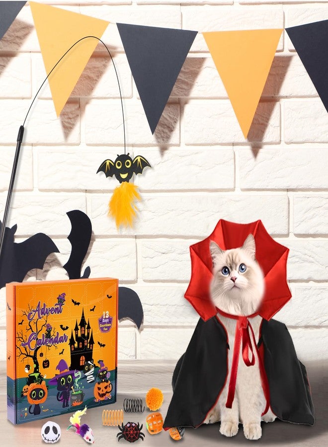 Hallswl Cat Hallowen Advent Calendar 2025,13 Days Cats Toys Countdown Calendar with Bat Feather Wand,Plush Spider,Bell Ball Hallowen Cat Toys for Variety Pack Interactive Play Kitten Gifts(Orange) - Image 5